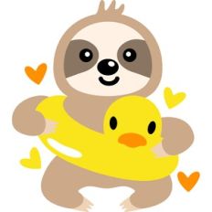 cute sloth with duck float