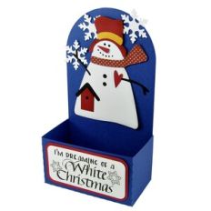 White Christmas Snowman – Folk Art Treat Dish