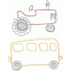 tractor and bus sketch