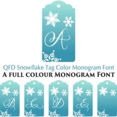 QFD Snowflake Tag Full Color Monogram Font
