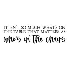 it isn't so much what's on the table that matters as who's in the chai
