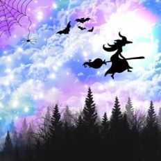 Halloween Magical Twilight Night Sky Background Pattern