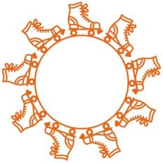 Retro Roller Skates Circle Frame Border