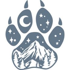 paw with mountain scene