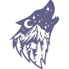 wolf with mountain scene