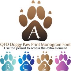 QFD Doggie Paw Print Monogram Font