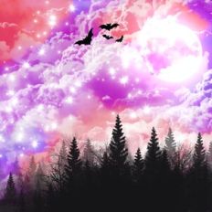 Magical Sunset Halloween Night Sky Background Pattern