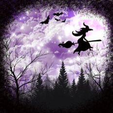 Magical Purple Halloween Night Sky Background Pattern