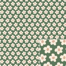 Peach and Green Daisy Floral Printable Pattern Background