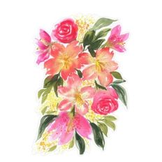 Watercolor Lilies and Roses Arrangement Print and Cut