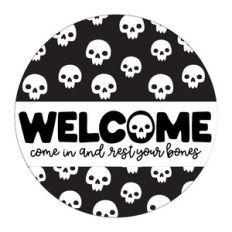 Halloween Welcome Door Hanger With Skulls