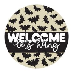 Halloween Door Hanger Welcome With Bats