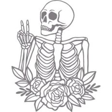 floral skeleton peace sign