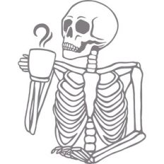 skeleton drinking coffee