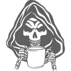 grim reaper drinking coffee