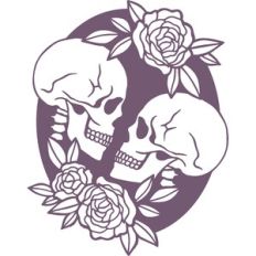 skulls in floral frame