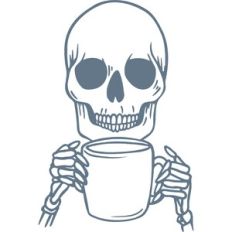 skull with coffee