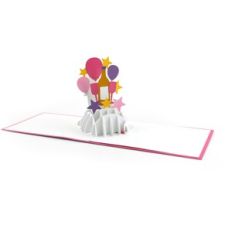 A2 Sliceform Pop Up Card Birthday Champagne