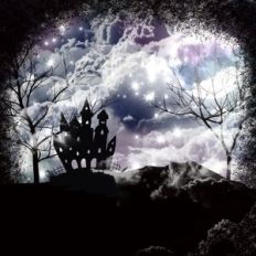 Halloween Haunted House Framed Twilight Night Sky Background Pattern