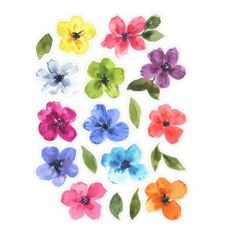Watercolor Flower Blossoms Stickers Die Cuts Print and Cut
