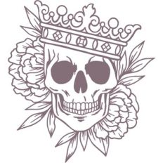 Skull with crown and flowers
