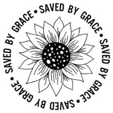 Saved by Grace Sunflower Word Quote Circle
