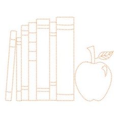 books and apple for stitching