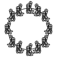 Cowboy Boot Wreath Circle Frame