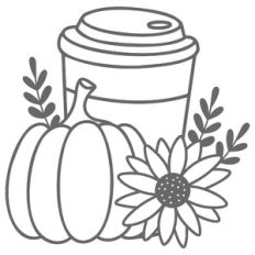 Pumpkin Spice Sunflowers Outline
