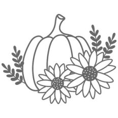 Pumpkins with Sunflowers Outline