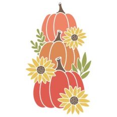 Stacked Pumpkins with Sunflowers Colored