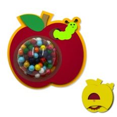 Apple with Worm Dome Candy Holder with Dial Back