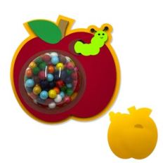 Apple with Worm Dome Candy Holder Pull Tab