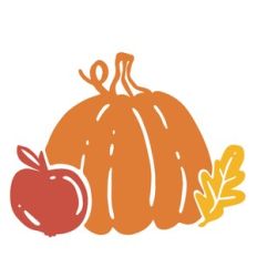 fall garden - pumpkin, apple, leaf