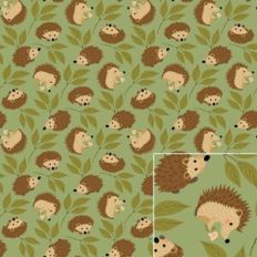 Cute Hedgehogs on a Green Background Printable Pattern