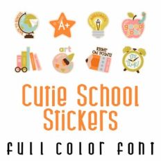 Cutie School Stickers Full Color Font