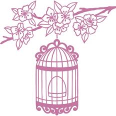 birdcage with cherry blossoms