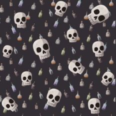 Potion Fun with skulls on black