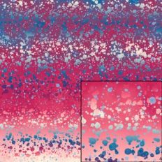 red white and blue splatter on red gradient background
