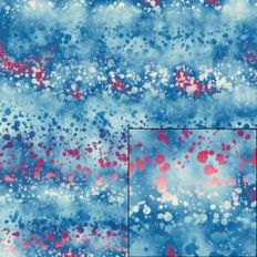 red white and blue splatter on a blue watercolor background