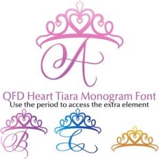 QFD Heart Tiara Monogram Font