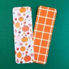Pumpkins on Pink and Orange Plaid Bookmarks