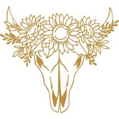 cow skull sunflowers