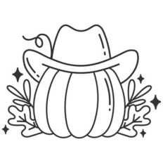 Pumpkin Cowboy Hat Outline