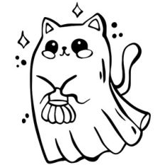 Cute Halloween cat in ghost costume