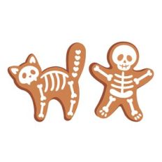Halloween Cat and Skeleton Cookies