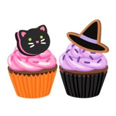Witch and Cat Halloween Cupcakes