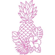 pineapple with tropical flowers