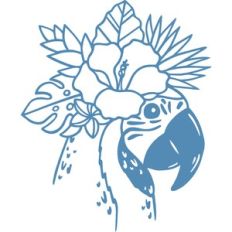 parrot with tropical flowers