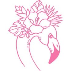 flamingo with tropical flowers